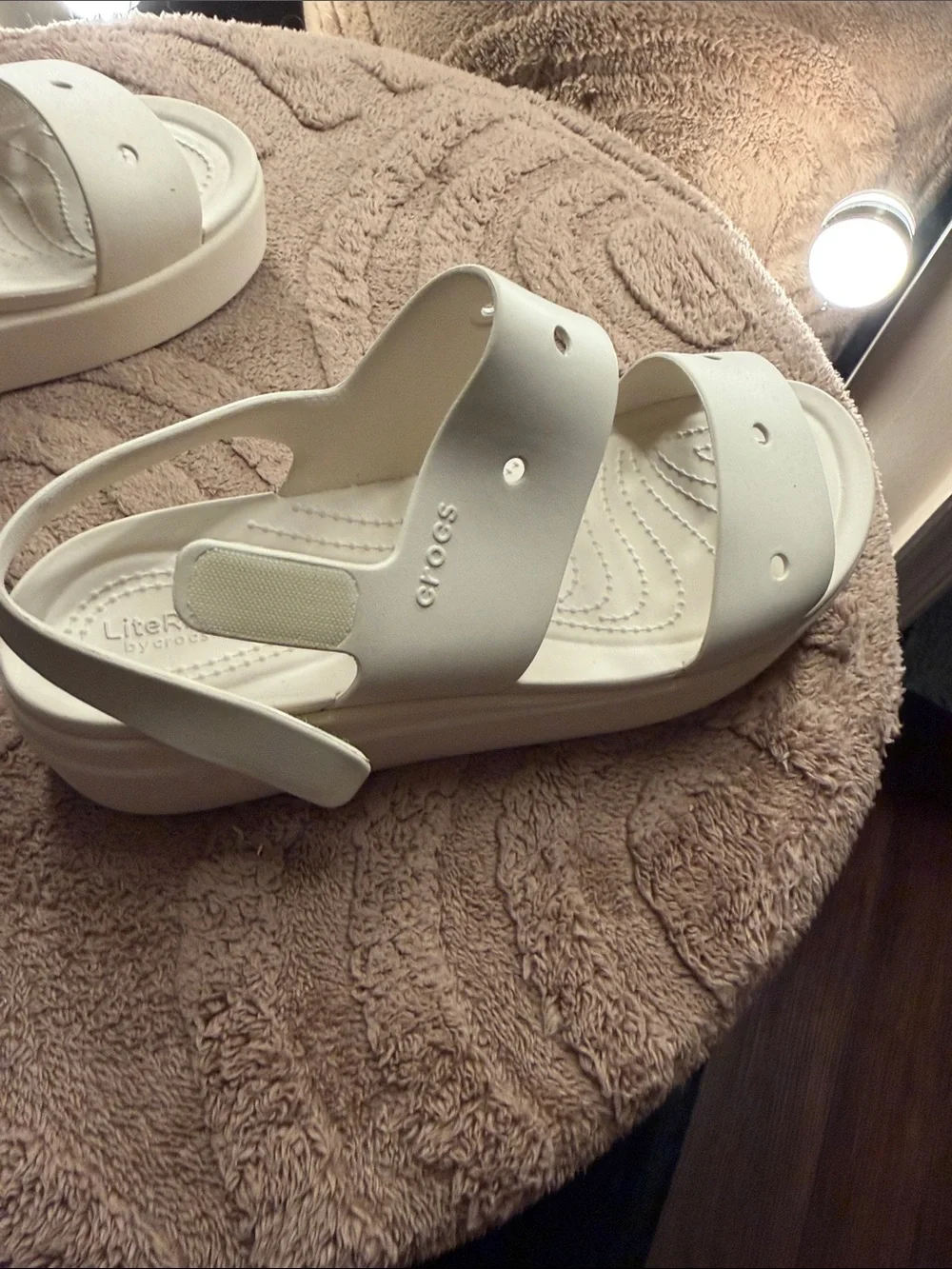 CROCS Women's Cream Platform Slingback Sandals